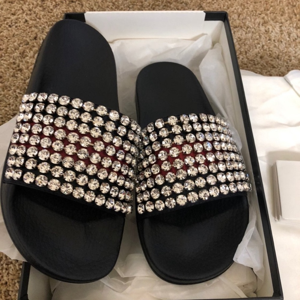 Gucci crystal slides